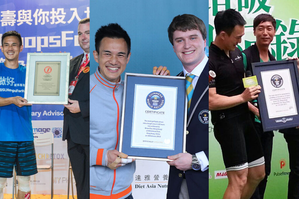 Collage of all Brian Cha's world records